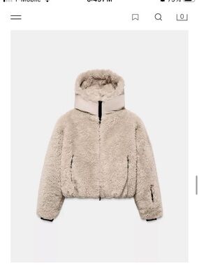 Zara SHORT FAUX FUR HOODIE RECCO® TECHNOLOGY SKI COLLECTION